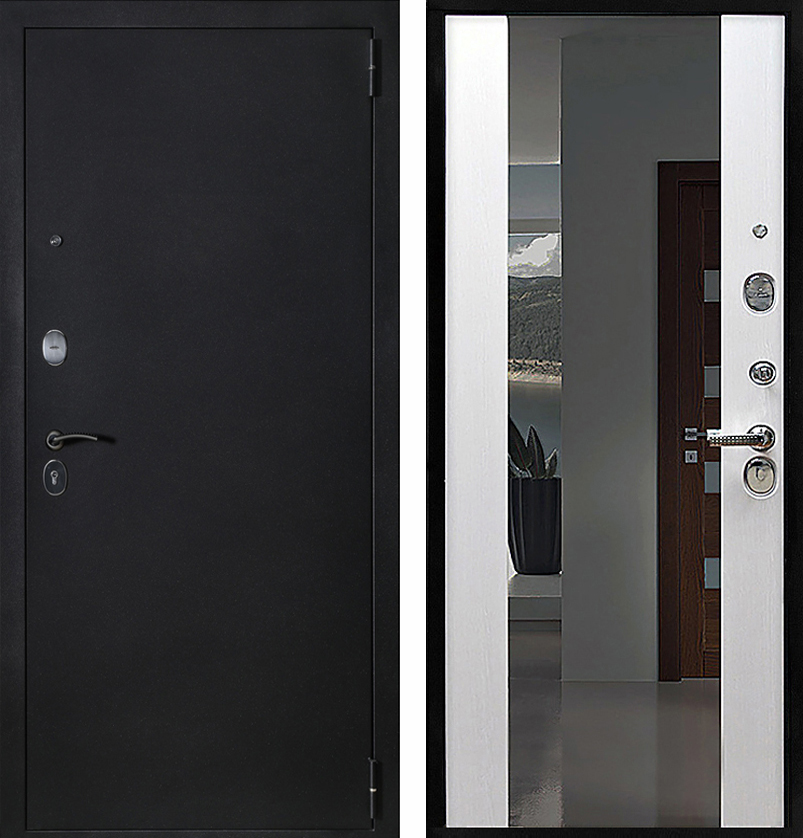 Дверь ЛД-286 с вертикальным зеркалом/эконом класс
