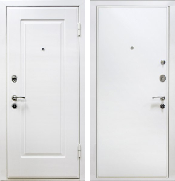 Дверь металлическая ЛД-234 белый МДФ с терморазрывом для загородного дома