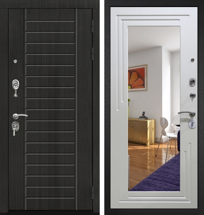 Дверь стальная ЛД-204 терморазрыв + зеркало для частных домов