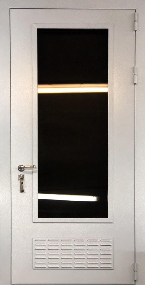 Дверь в бойлерную ЛД-488 белая со стеклом