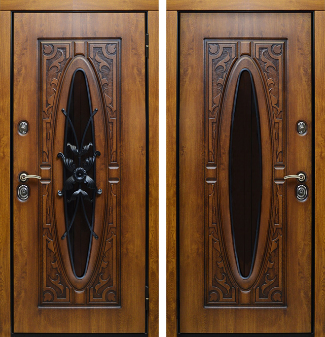 Кованая дверь со стеклопакетом термо ЛД-384