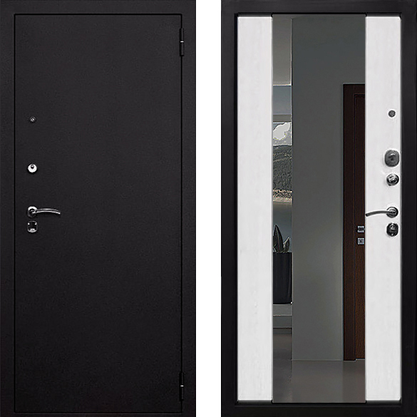 Морозостойкая дверь в квартиру ЛД-765 с зеркалом