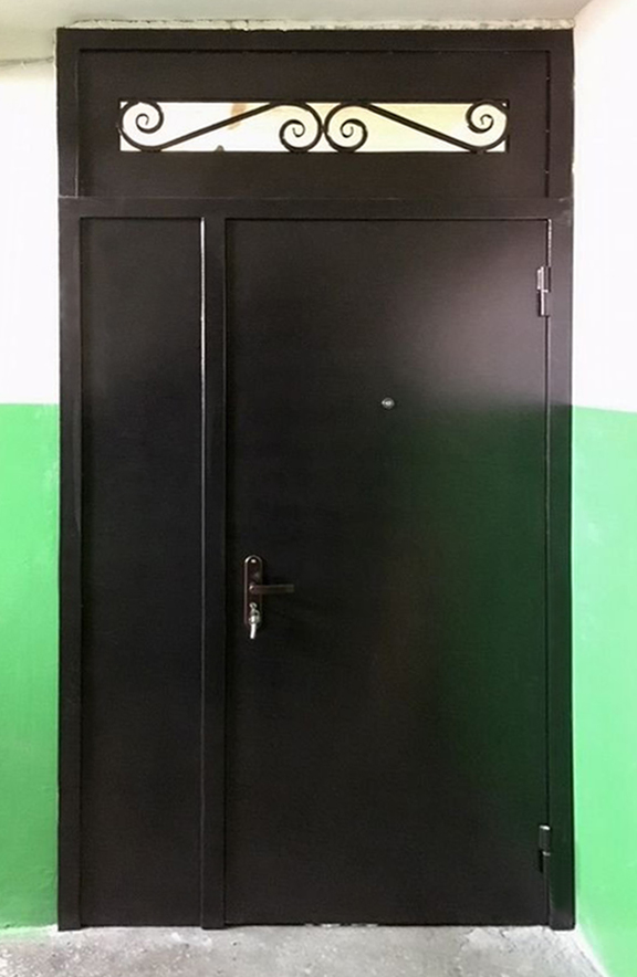 Подъездная дверь с ковкой ЛД-433 с порошковым напылением